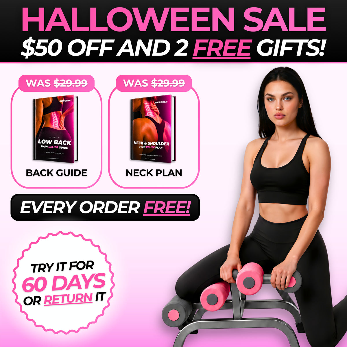 REFORME Stretch+ in Blush, $50 off with the free Low Back Guide and Neck & Shoulder Plan and 60-day returns