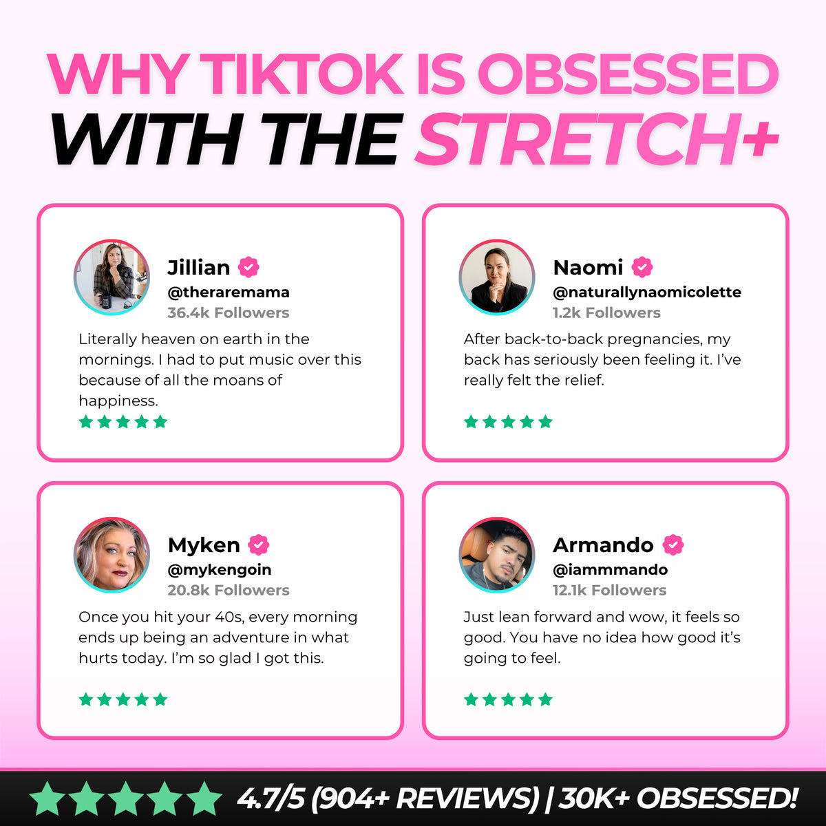 Creator reviews of Stretch+ from Jillian, Naomi, Myken and Armando